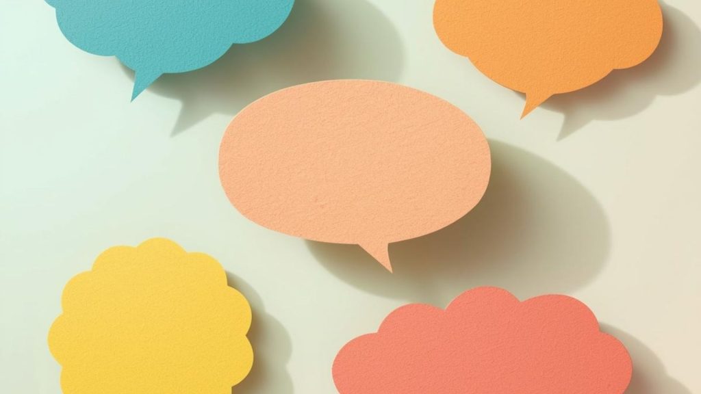 Colorful speech bubbles representing communication in different types of group therapy.